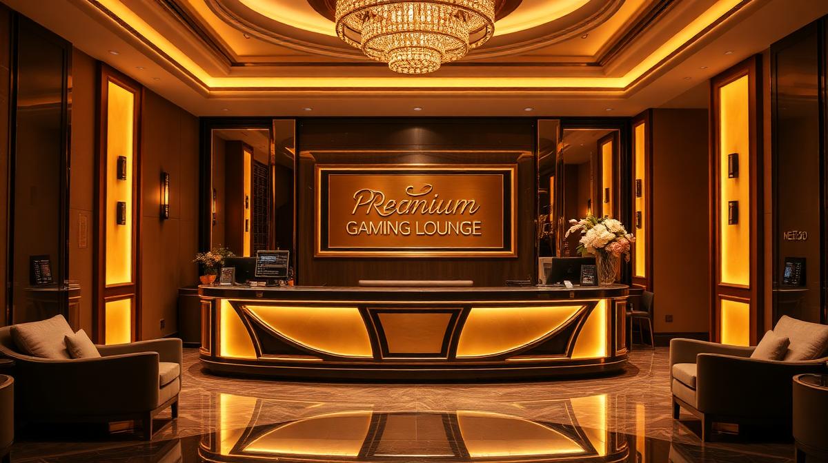 Modern customer support desk with headset, computer, and communication icons